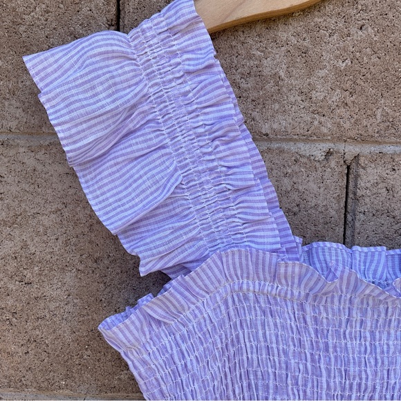 NWT Hill House The Ellie Nap Dress Lilac Stripe Linen Smocked A-Line Large XXL - Picture 8 of 14